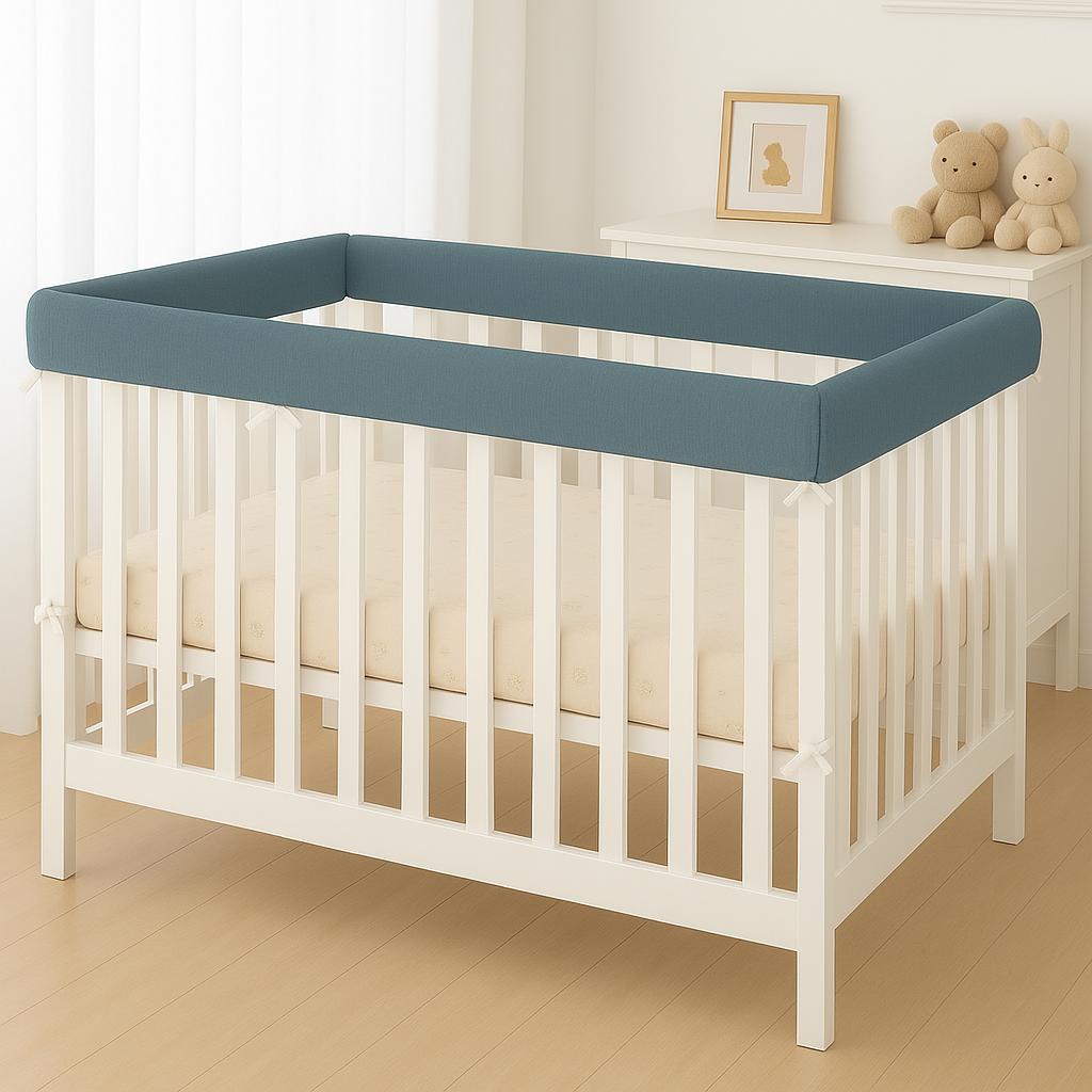 Dusty Blue Crib Rail Cover